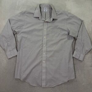 Brooks Brothers Mens 17-33 Dress Shirt Regent Gray Gingham Supima Cotton NonIron